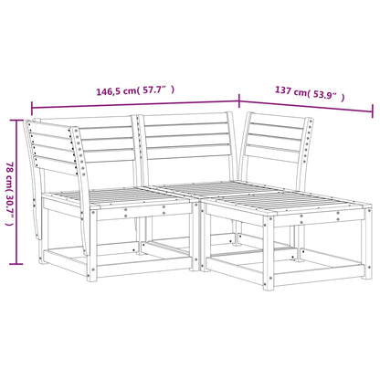 3-Delige Loungeset Massief Grenenhout