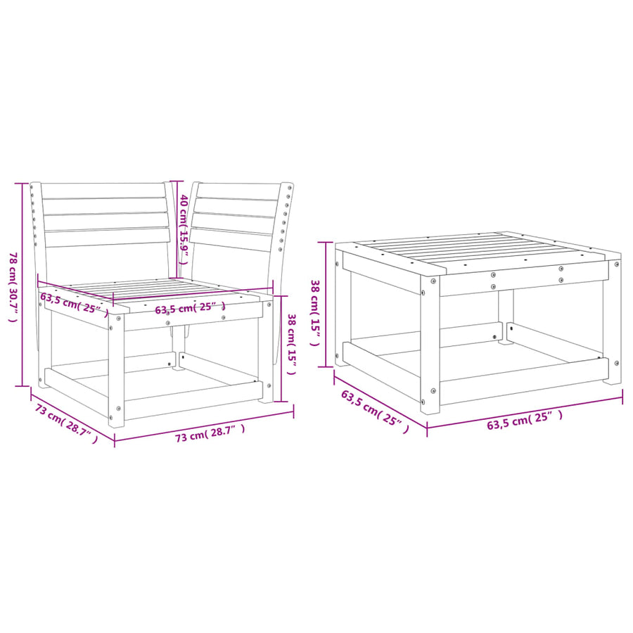 3-Delige Loungeset Massief Grenenhout