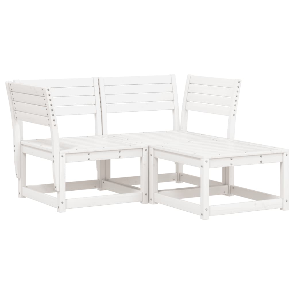 3-Delige Loungeset Massief Grenenhout Wit