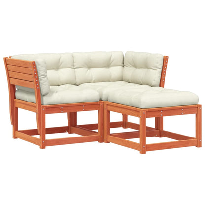 3-Delige Loungeset Met Kussens Massief Grenenhout Wasbruin