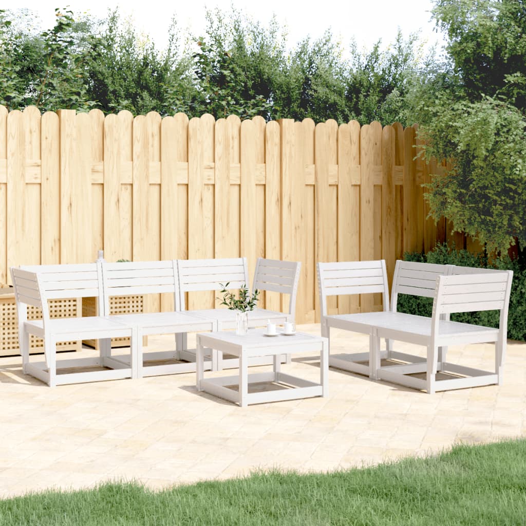 5-Delige Loungeset Massief Grenenhout Wit