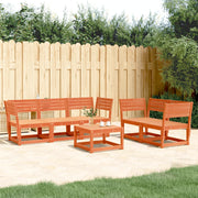 Loungeset 5-delig massief grenenhout wasbruin
