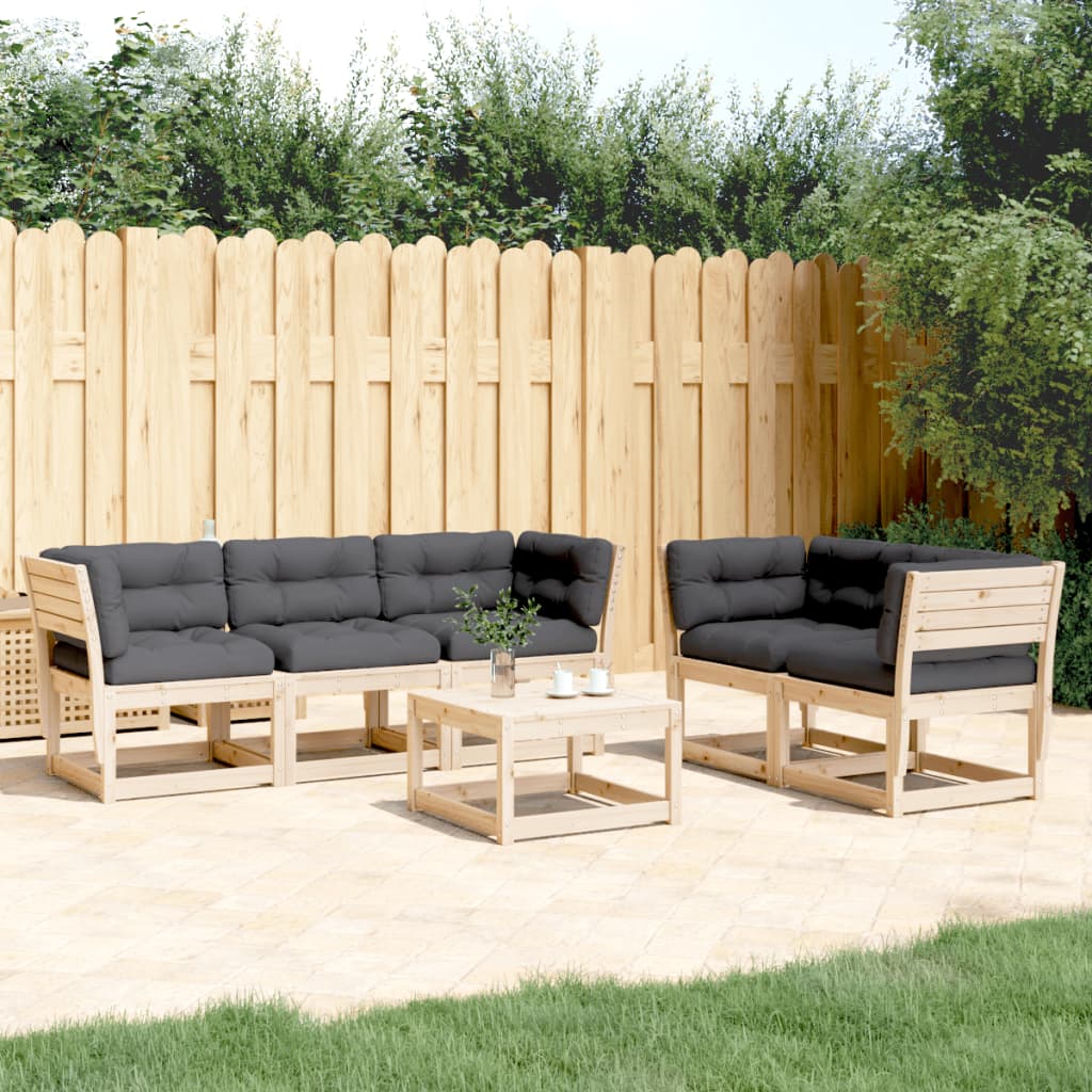 5-Delige Loungeset Met Kussens Massief Grenenhout