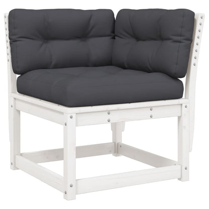 5-Delige Loungeset Met Kussens Massief Grenenhout Wit