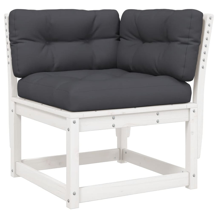 5-Delige Loungeset Met Kussens Massief Grenenhout Wit