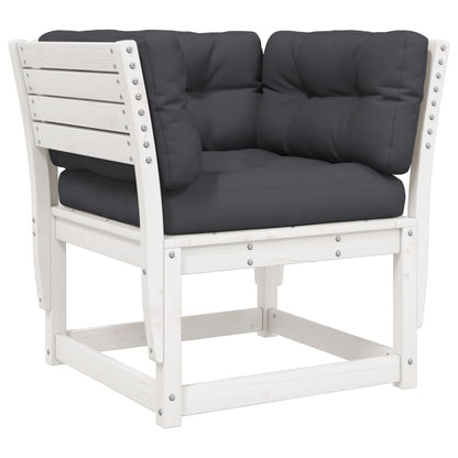 5-Delige Loungeset Met Kussens Massief Grenenhout Wit