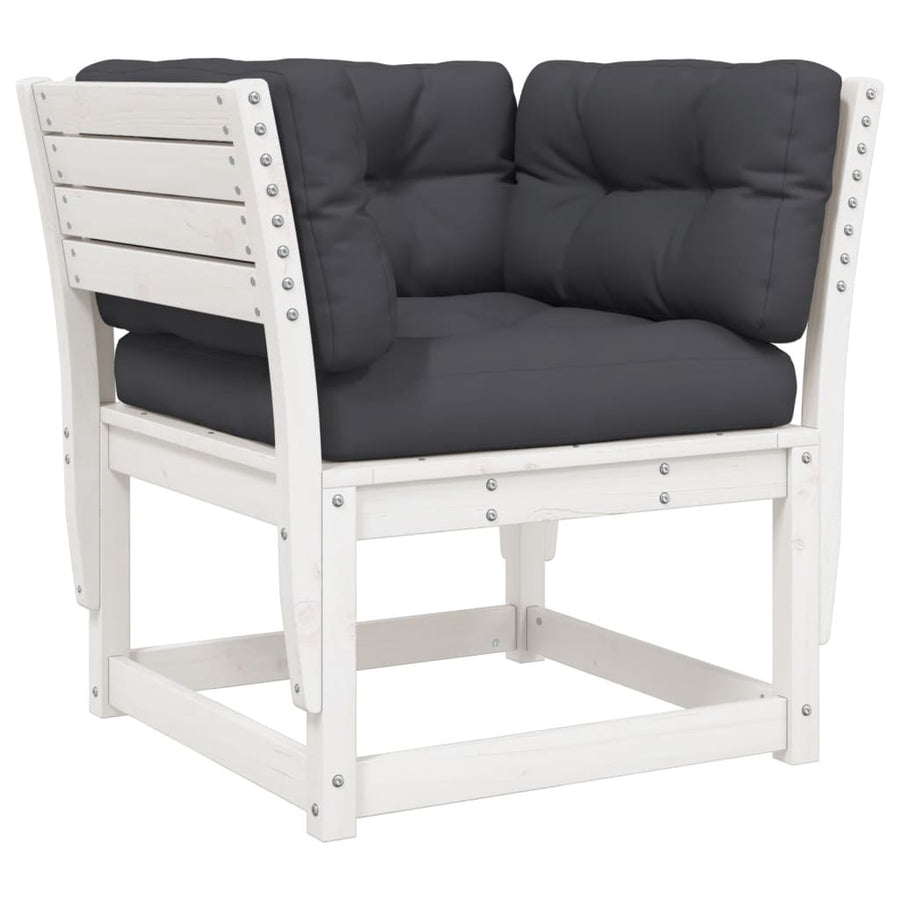5-Delige Loungeset Met Kussens Massief Grenenhout Wit