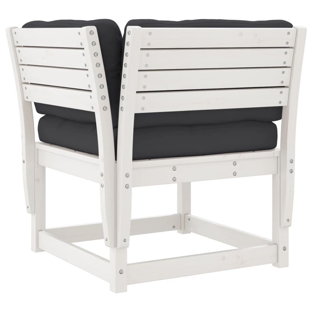 5-Delige Loungeset Met Kussens Massief Grenenhout Wit