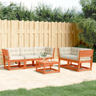 Loungeset 5-delig massief grenenhout wasbruin
