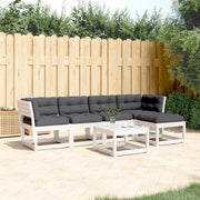 Loungeset 5-delig massief grenenhout wit
