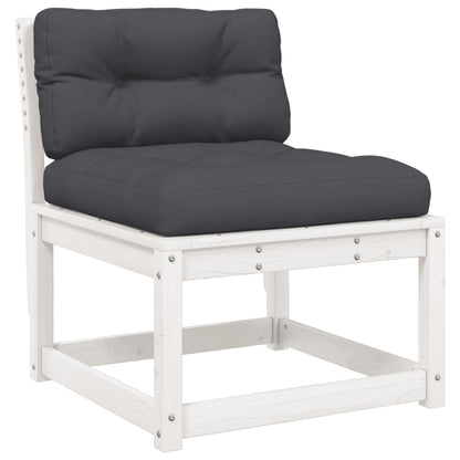 5-delige Loungeset met kussens massief grenenhout wit Wit