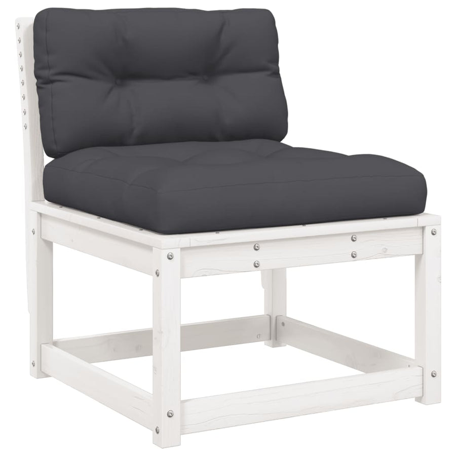 5-delige Loungeset met kussens massief grenenhout wit Wit