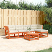 5-Piece Lounge Set with Cushions Solid Pine Washed Brown