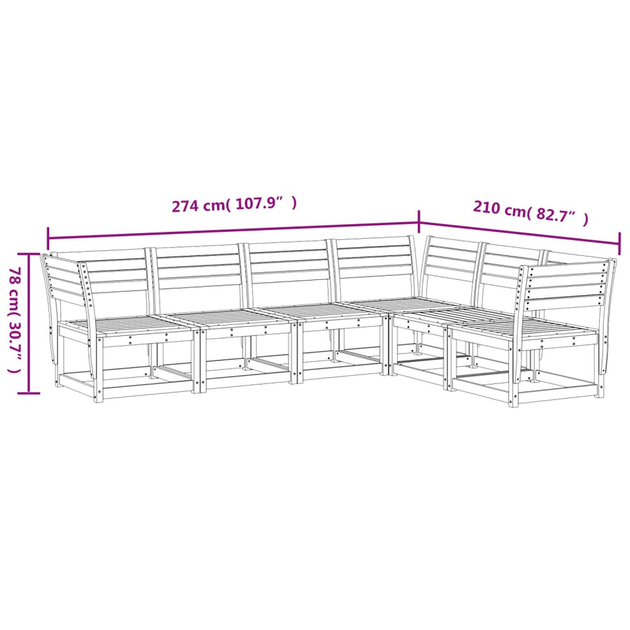6-Delige Loungeset Massief Grenenhout Wit