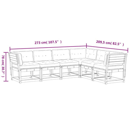 6-Delige Loungeset Met Kussens Massief Grenenhout Wit