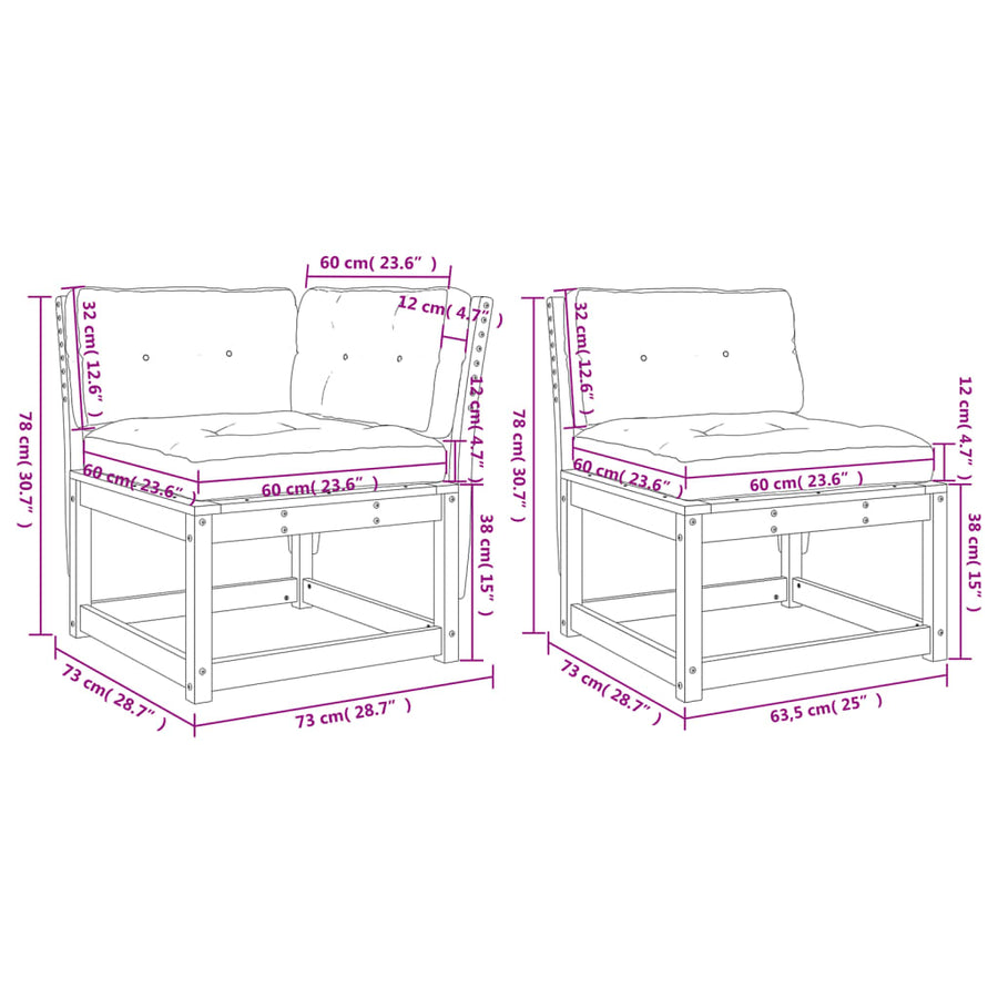 6-Delige Loungeset Met Kussens Massief Grenenhout Wit