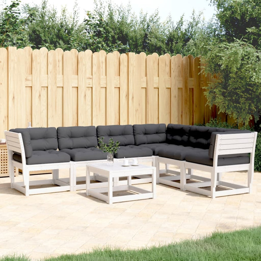 6-Delige Loungeset Met Kussens Massief Grenenhout Wit