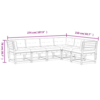 6-Delige Loungeset Met Kussens Massief Grenenhout Wasbruin