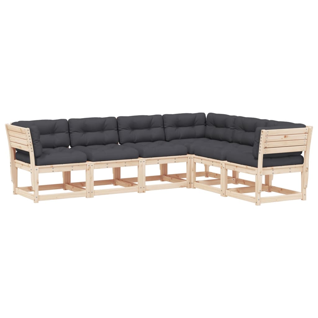 6-Delige Loungeset Met Kussens Massief Grenenhout