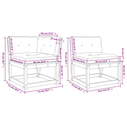 6-Delige Loungeset Met Kussens Massief Grenenhout Wit