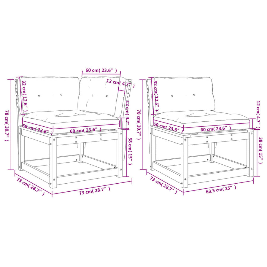 6-Delige Loungeset Met Kussens Massief Grenenhout Wit