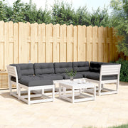 Loungeset 6-delig massief grenenhout wit