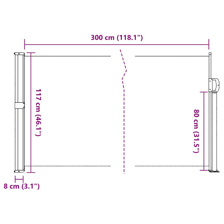 Windscherm Uittrekbaar Beige 117 x 300 cm