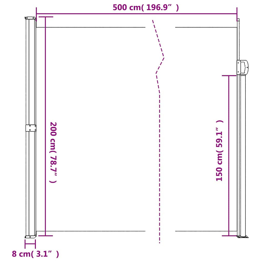 Windscherm Uittrekbaar Wit 200 x 500 cm