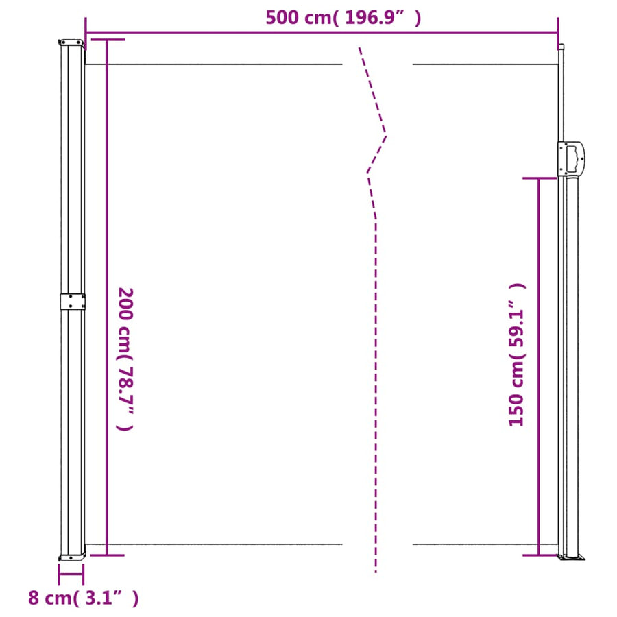 Windscherm Uittrekbaar 200X500 Cm Antracietkleurig