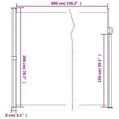 Windscherm Uittrekbaar 200X600 Cm Bruin