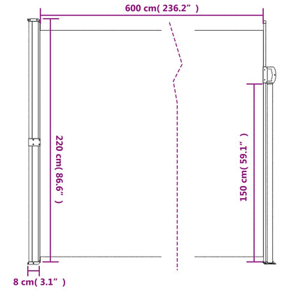 Windscherm Uittrekbaar 220X600 Cm Bruin