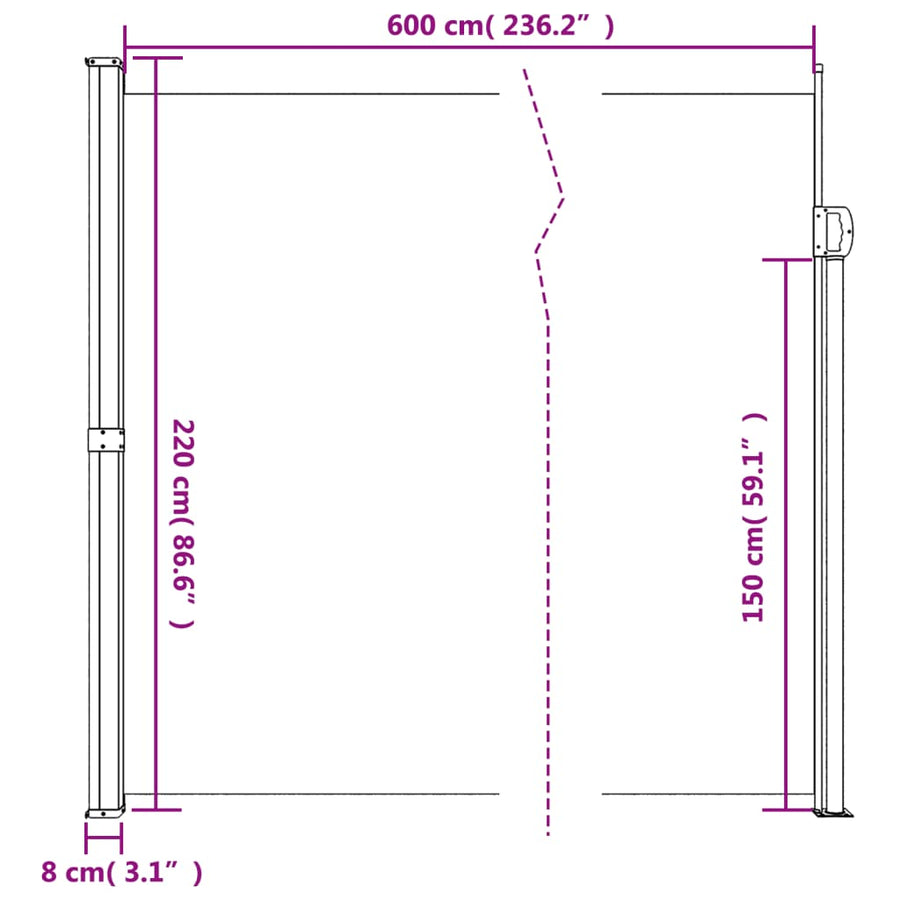 Windscherm Uittrekbaar 220X600 Cm Bruin