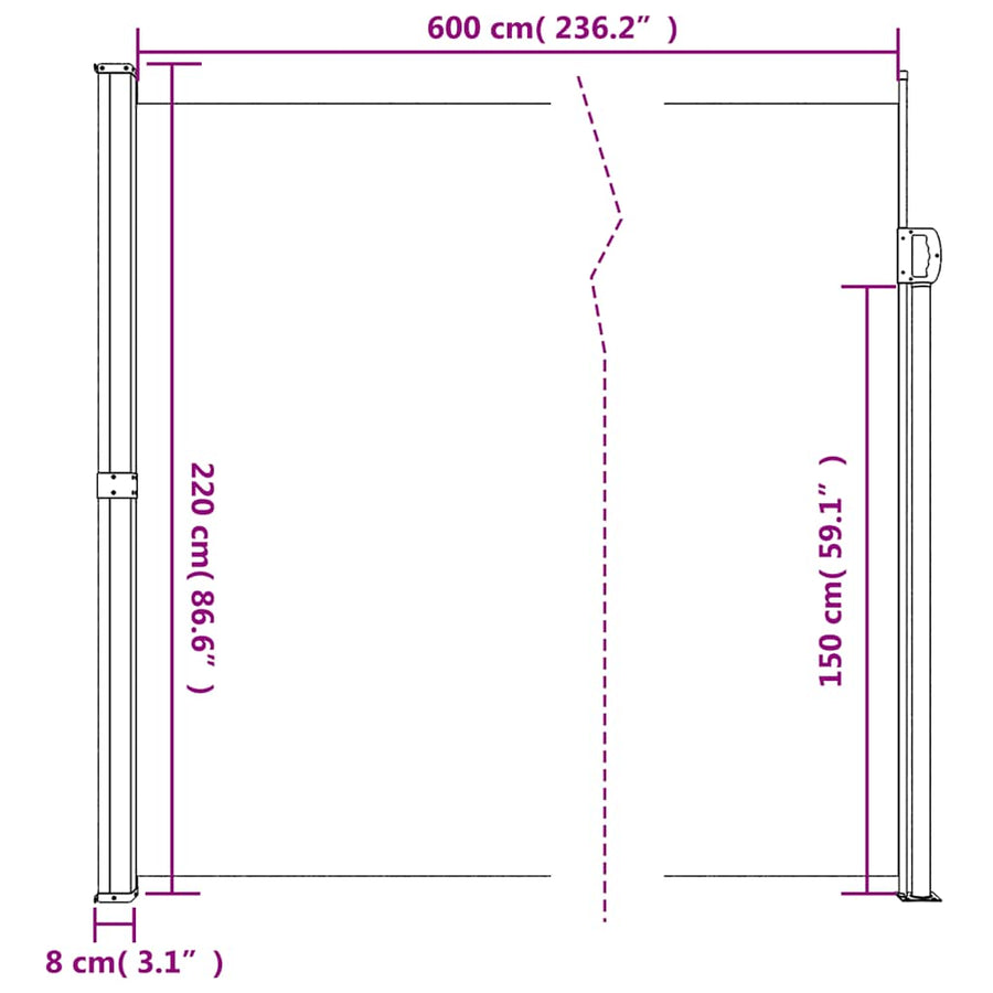 Windscherm Uittrekbaar Kleurig Antraciet 220 x 600 cm
