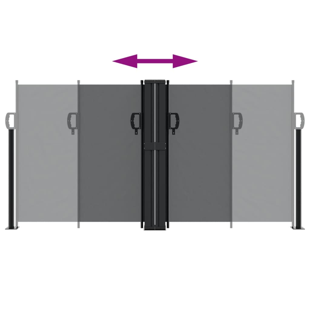 Windscherm Uittrekbaar 120X600 Cm Zwart Blauw