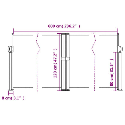 Windscherm Uittrekbaar 120X600 Cm Bruin