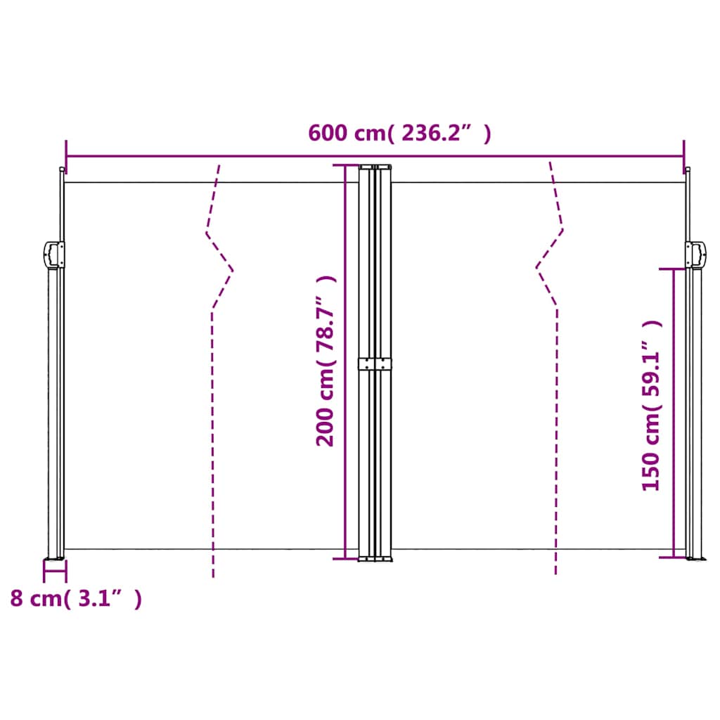 Windscherm Uittrekbaar Kleurig Antraciet 200 x 600 cm
