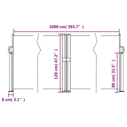 Windscherm Uittrekbaar 120X1000 Cm Bruin