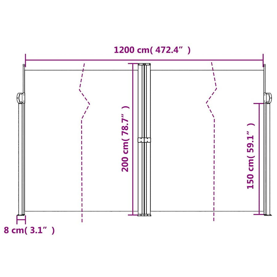 Tuinscherm Uittrekbaar Kleurig Antraciet 200 x 1200 cm