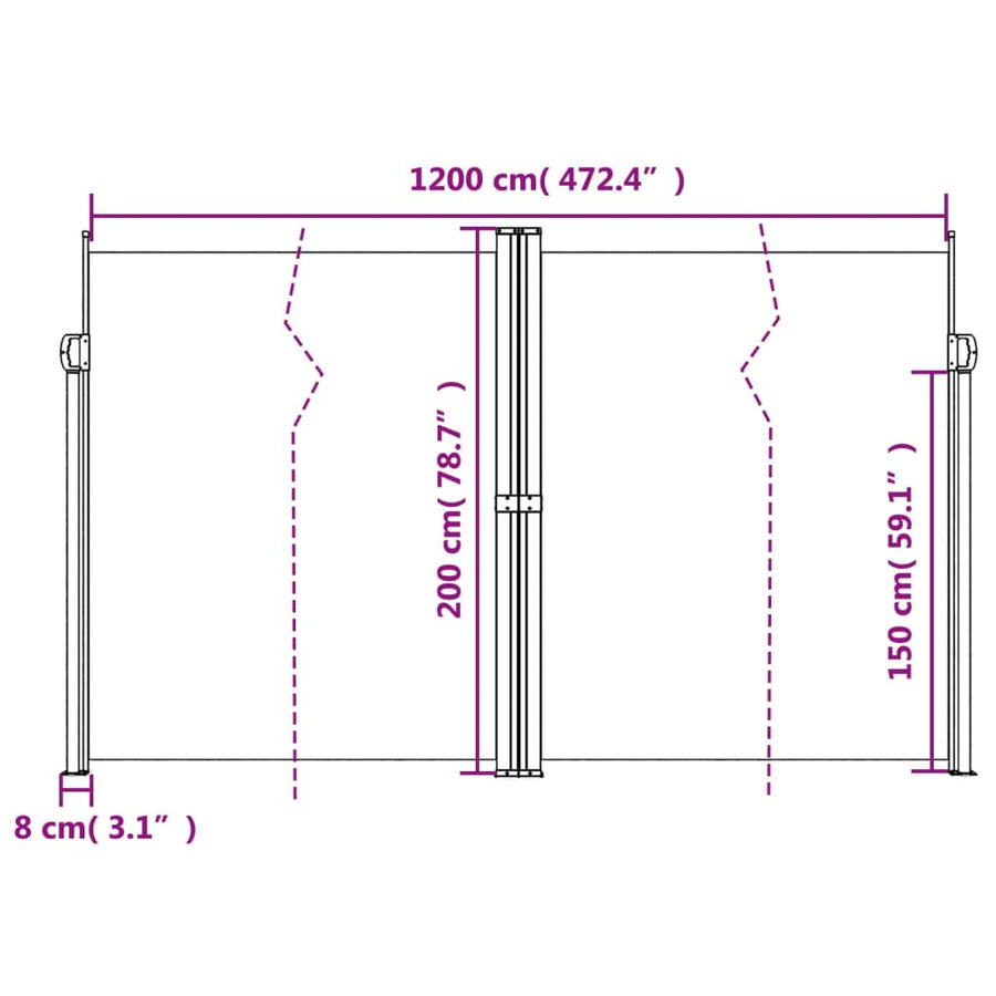 Windscherm Uittrekbaar 200X600 Cm Bruin
