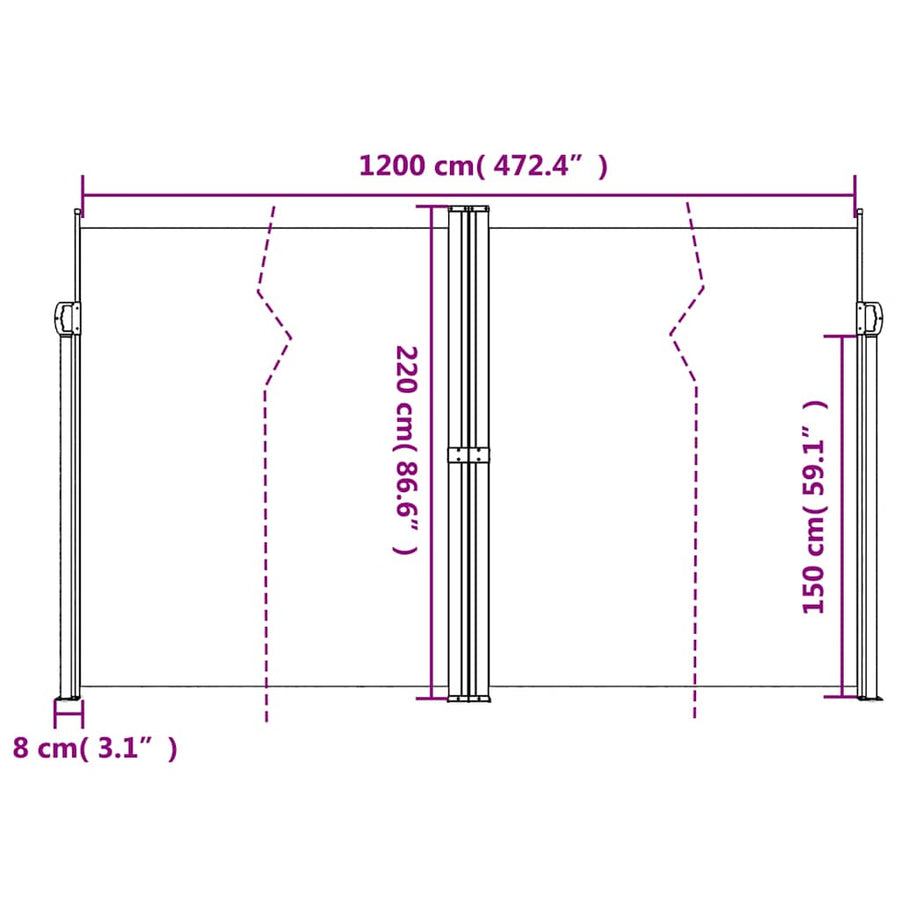 Tuinscherm Uittrekbaar Kleurig Antraciet 220 x 1200 cm