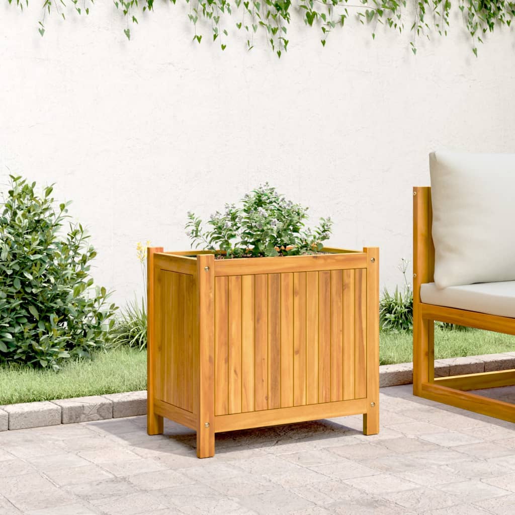 Plantenbak Met Voering Massief Acaciahout 54 x 31 x 50 cm