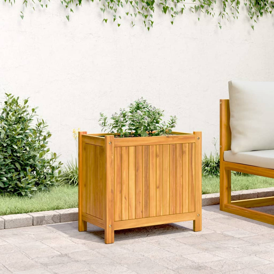 Plantenbak Met Voering Massief Acaciahout 54 x 31 x 50 cm