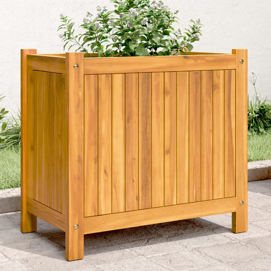 Plantenbak Met Voering Massief Acaciahout 54 x 31 x 50 cm