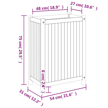 Plantenbak met voering 54x31x75 cm massief acaciahout