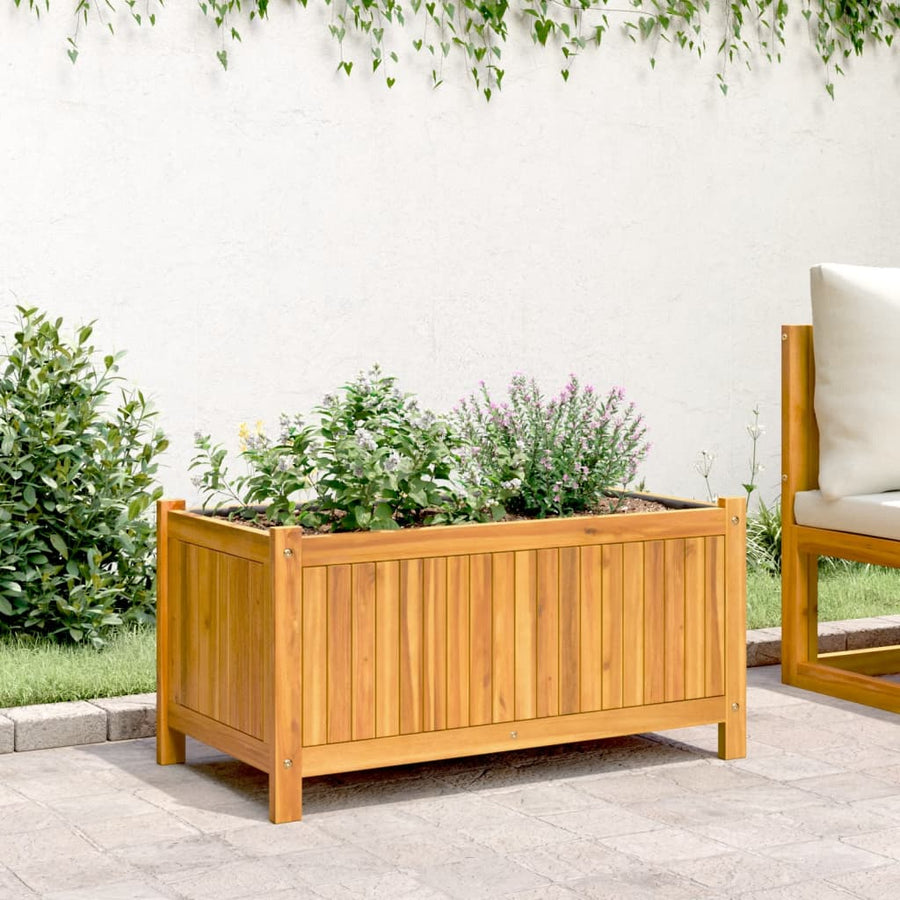Plantenbak met voering 80x42x40 cm massief acaciahout