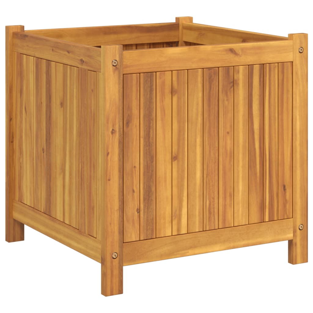 Plantenbak met voering 50x50x50 cm massief acaciahout