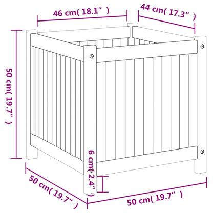Plantenbak met voering 50x50x50 cm massief acaciahout