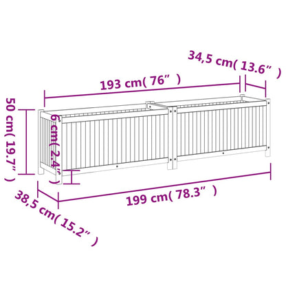 Plantenbak met voering 199x38,5x50 cm massief acaciahout