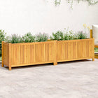 Planter with liner 199x38.5x50 cm solid acacia wood