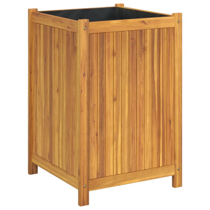 Plantenbak Met Voering Massief Acaciahout 50 x 50 x 75 cm